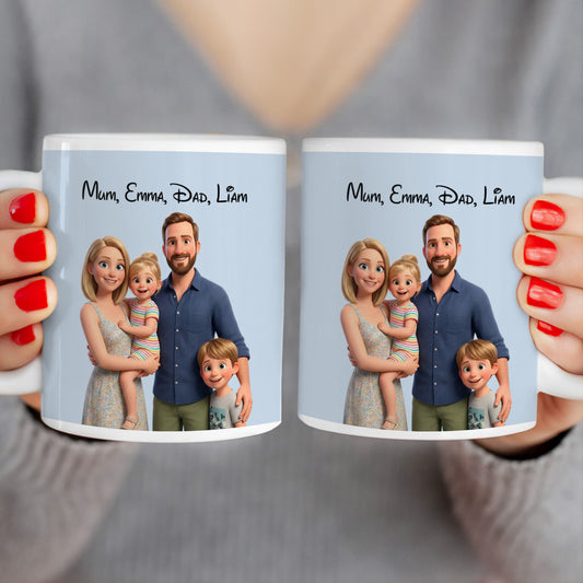 Personalized Mug in Cute 3D Movie Style with Your Family